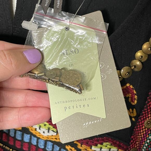 HD In Paris Ari Embellished Embroidered Boho Peasant Tunic Top Black Size 4 - Picture 7 of 11